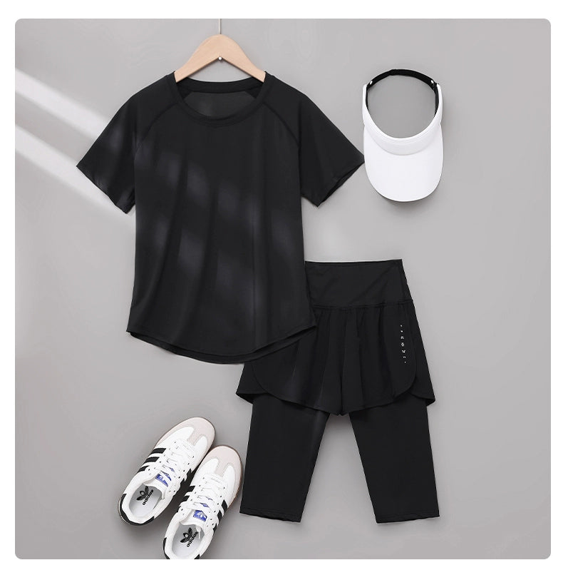 Women's Professional Thin Loose Breathable Short Sleeve Running Outfit