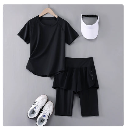 Women's Professional Thin Loose Breathable Short Sleeve Running Outfit