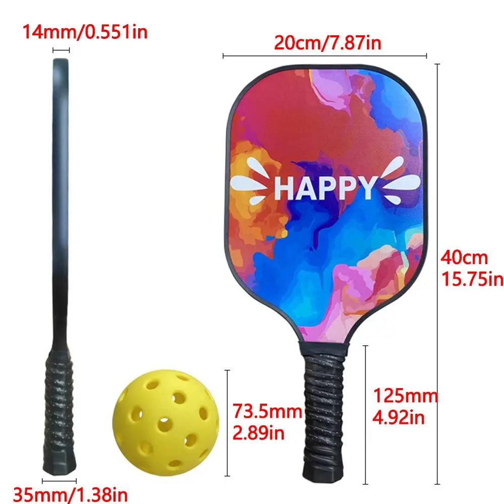 Fiberglass Surface Pickleball Paddle Set Portable Multi-Pattern Pickleball Balls Set with Carry Bag Lightweight