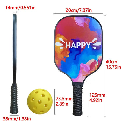 Fiberglass Surface Pickleball Paddle Set Portable Multi-Pattern Pickleball Balls Set with Carry Bag Lightweight