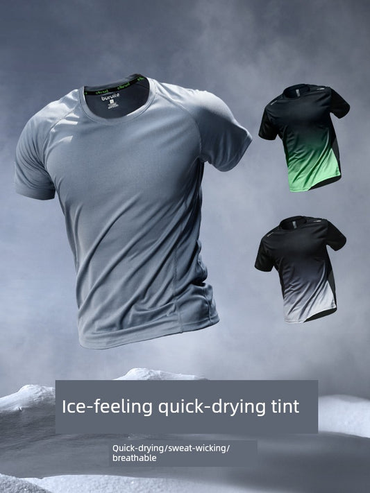 Men's Short Sleeve Ice Silk Thin Training Running Quick-Drying T-shirt