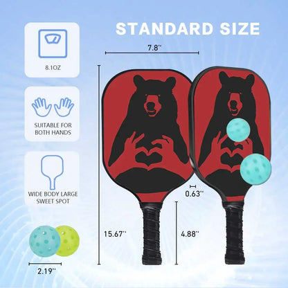 Pickleball Paddles Glass Fibre carbon black bear With 2 Pickleballs Kit Honeycomb Core Pickleball Paddle Racket Indoor Outdoor