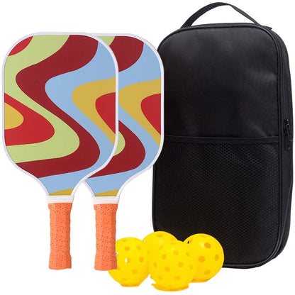 Pickleball Paddles Set USAPA Approved Fiberglass Pickleball Rackets Set of 2 Paddles 4 Pickleballs and Carry Case