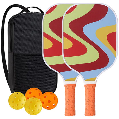 Pickleball Paddles Set USAPA Approved Fiberglass Pickleball Rackets Set of 2 Paddles 4 Pickleballs and Carry Case