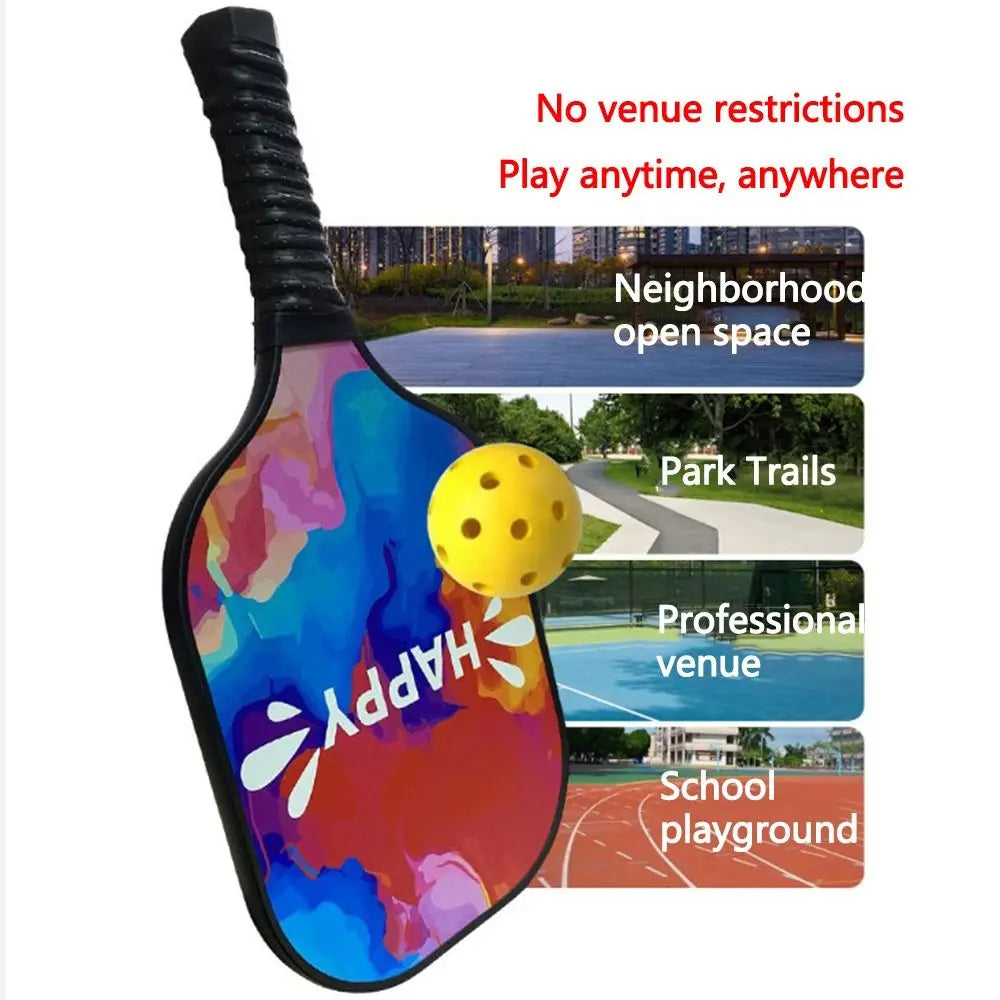 Fiberglass Surface Pickleball Paddle Set Portable Multi-Pattern Pickleball Balls Set with Carry Bag Lightweight