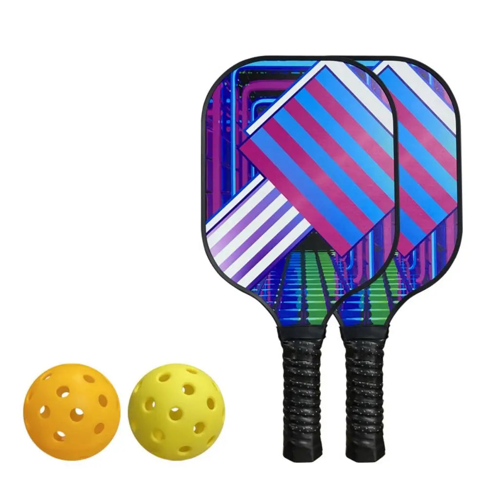 Fiberglass Surface Pickleball Paddle Set Portable Multi-Pattern Pickleball Balls Set with Carry Bag Lightweight