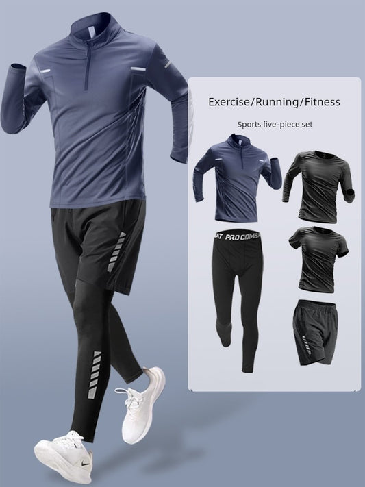 Men's Half Long-Sleeve Zipper Sports T-Shirt Workout Clothes