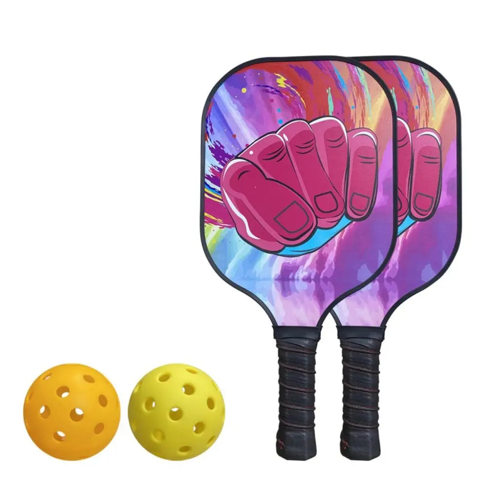 Fiberglass Surface Pickleball Paddle Set Portable Multi-Pattern Pickleball Balls Set with Carry Bag Lightweight